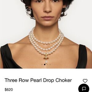 Vivienne Westwood 3 row Pearl Drop Chocker with Gold Orb